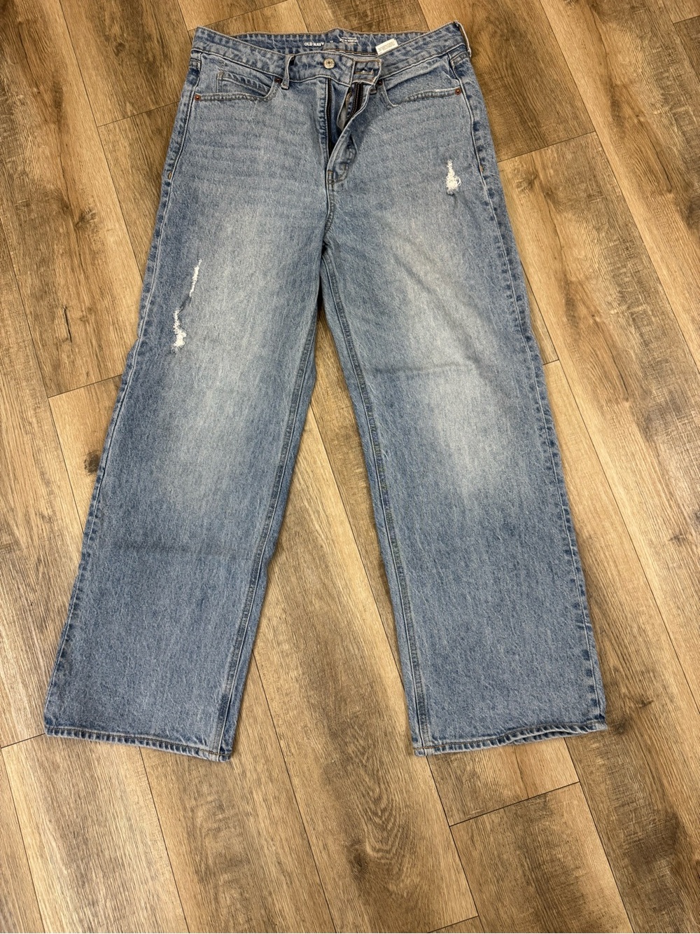 Old Navy Light Blue Sky High Wide-Leg Distressed Women's Jeans